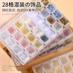 ネイルドリルのアクセサリーは28格の真珠リベットの玉の貝殻の棒の金銀の箔の紙を混ぜて店をオープンします。
