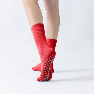 2024 Spring New Product Pressure Yoga Socks Women's Non-slip New Year Red Solid Color Pilates Socks Bound Anti-shedding