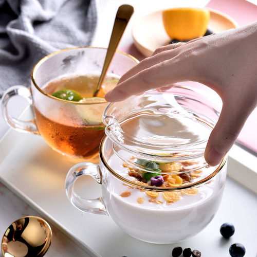 Household milk cup Internet celebrity breakfast cup oatmeal cup water cup tea cup glass small gift wholesale