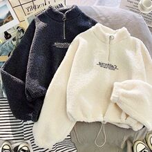 羊羔绒短款新款高领卫衣女加厚宽松显瘦韩版春夏拉链上衣加绒外套