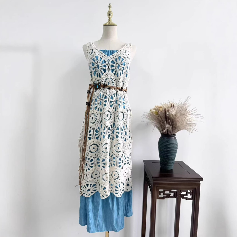 New Style Retro Bohemian Slim Fashion Vacation Loose Sleeveless Cover-Up Set for Photo Shoots and Vacation New Style Retro Bohemian Slim Fashion Vacation Loose Sleeveless Cover-Up Set for Photo Shoots and Vacation
