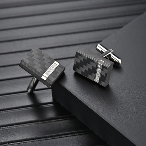 New stainless steel combination solid carbon fiber cufflinks European and American men's titanium steel suit shirt cufflinks