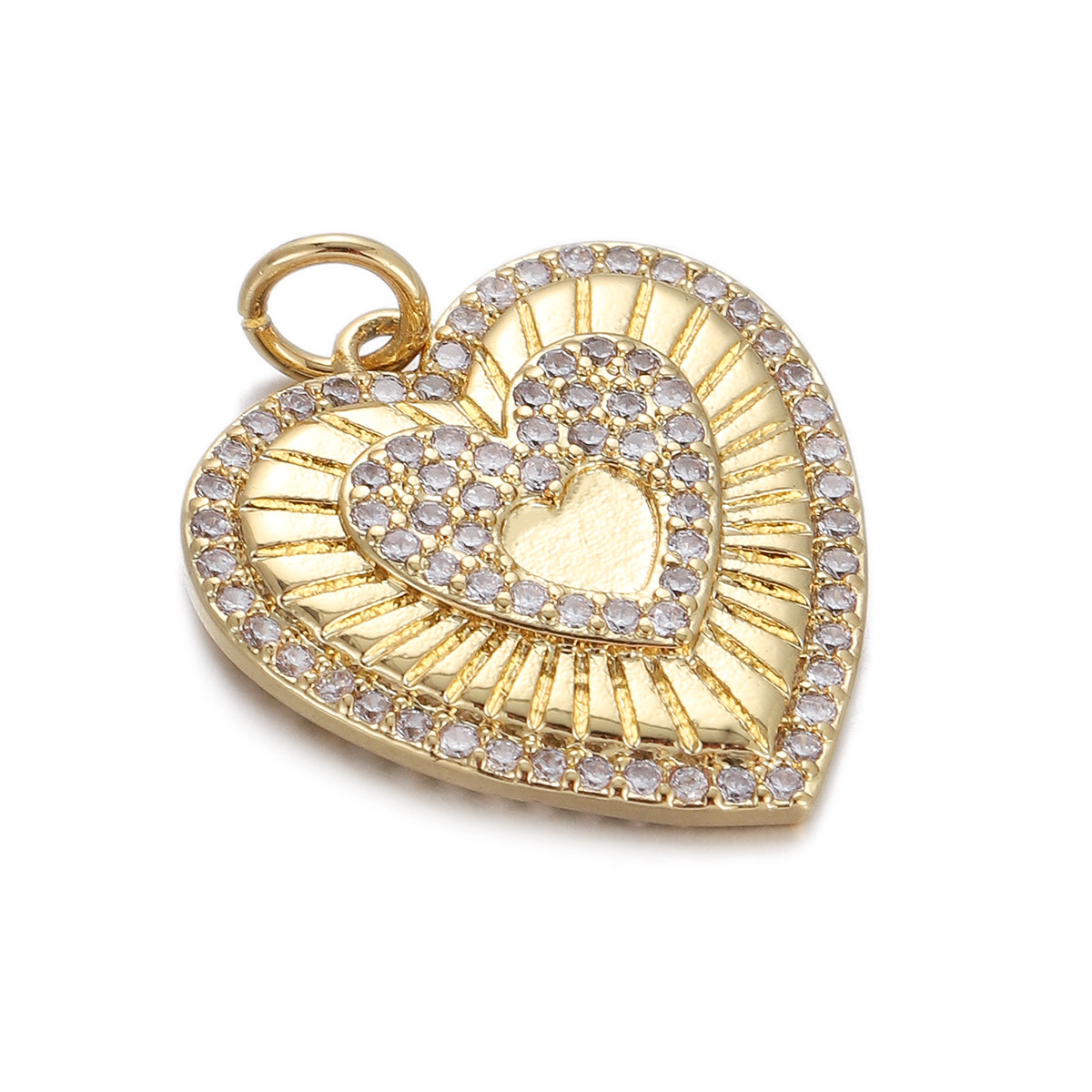 2g Weight Pendant Jewelry Making Type Gold Plated Plating Material Zircon Inlay Material 1 Piece Quantity Casual, Daily Occasion Copper Material Heart Shape Pattern Women's Gender Simple Style Style 1 Piece Copper Zircon Gold Plated Heart Shape Pendant 12