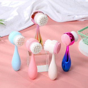 3d Double-sided Silicone Face Washing Brush Soft Hair Manual Cleansing Brush Shake Tone Face Washing Tool Deep Cleaning Pores Electroplating
