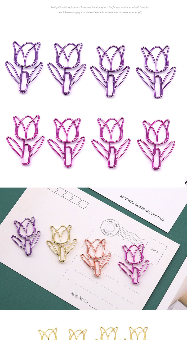 1 Piece Solid Color Class Learning Metal Pastoral Paper Clip display picture 2