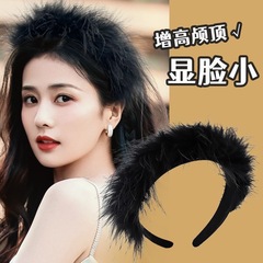 秋冬新款羽毛髮箍韓版氣質頭箍甜美可愛真水貂毛髮卡頭飾髮飾批發