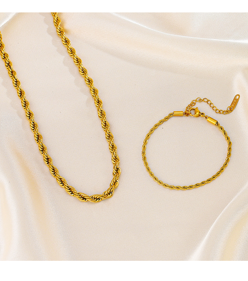 Daily, Street Occasion 304 Stainless Steel Material Solid Color Pattern PVD Coated 18K Gold Plated Solid Color 304 Stainless Steel IG Style Basic Modern Style Waterproof Non Tarnish 304 Stainless Steel Bracelets Necklace