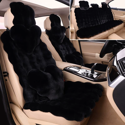 Wool pad — Winter Car Seat Cushion Thickened - black-luxury-version-of-the-whole-car