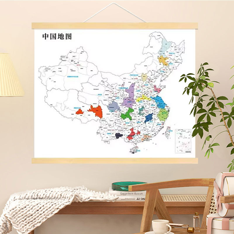 Travel Footprint Map Wall Art China City Division Wooden Scroll Travel Footprint Check-In Map