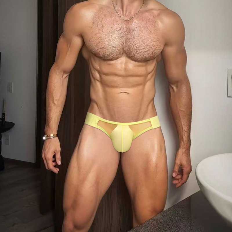Men's Sexy Underwear See-Through Double T-Pants Bikini Butt-Revealing Underwear Translucent Thong Underwear Ad706