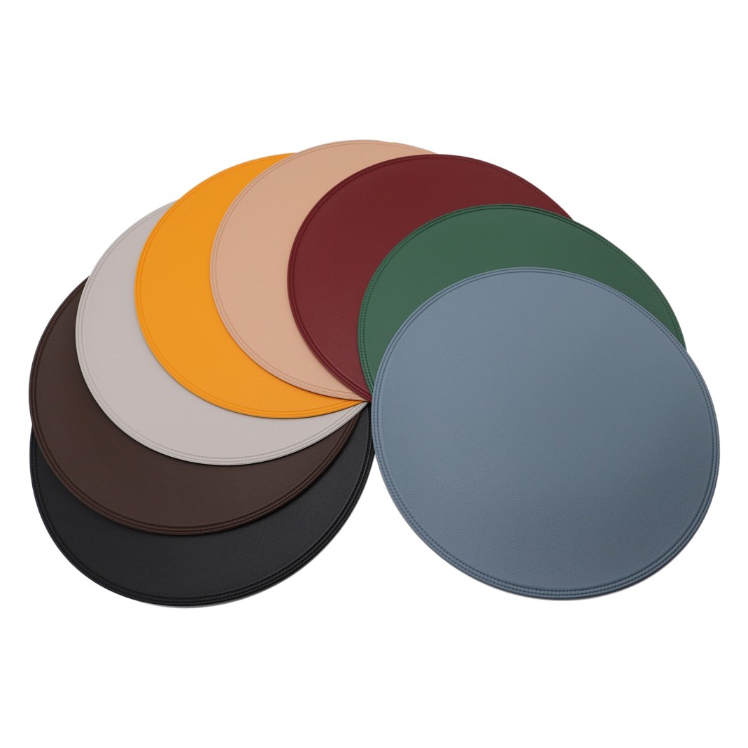 Amazon redondo de cuero mantel de doble capa de PVC impermeable mantel nórdico aislamiento pad American Coaster Mesa estera al por mayor