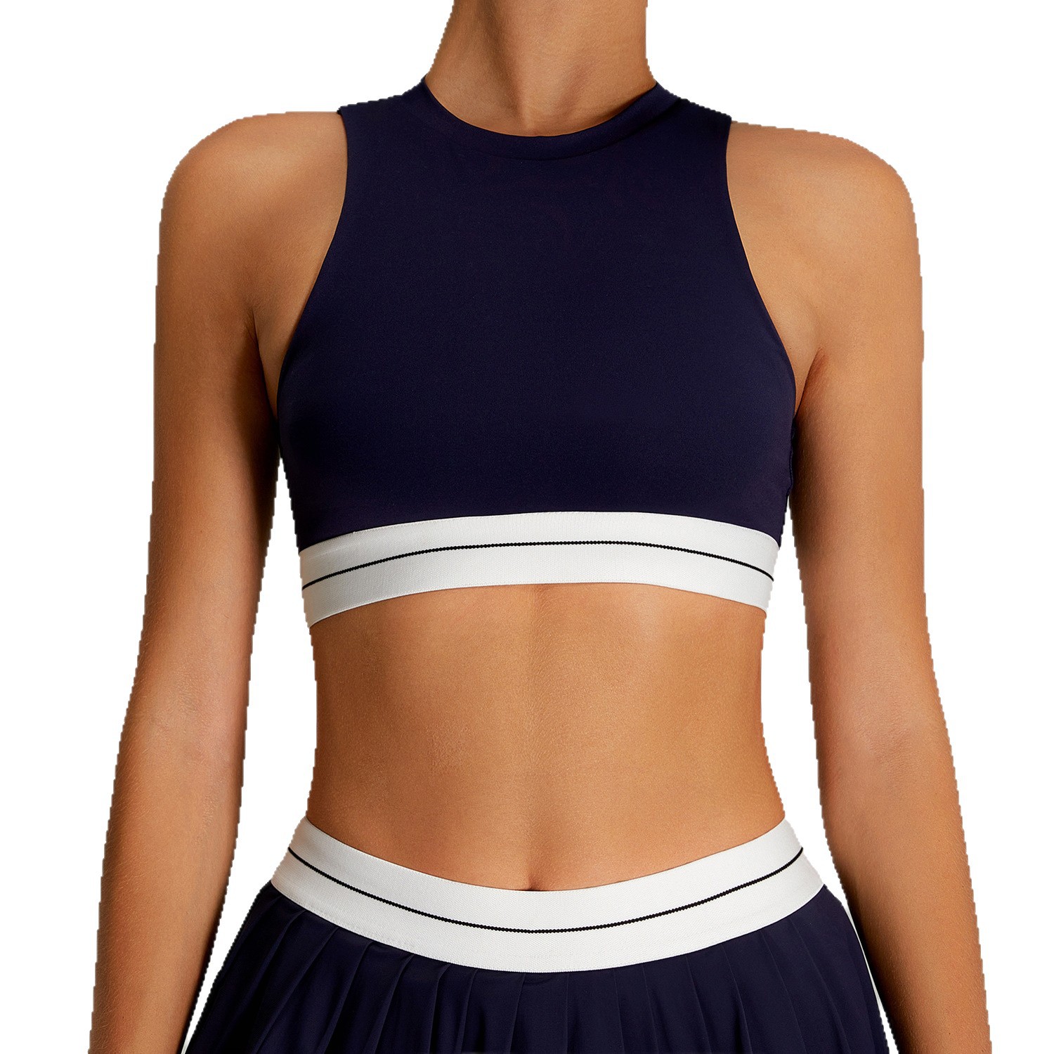 Chaleco deportivo de fitness para correr de alta intensidad europeo y americano, ropa interior deportiva a prueba de golpes para mujer, ropa de yoga ajustada en contraste