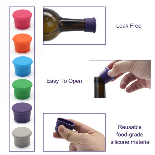 Bottle stopper FDA food grade multi-color silicone wine bottle preservation cover wine anti-leak stopper wine bottle cap wine stopper