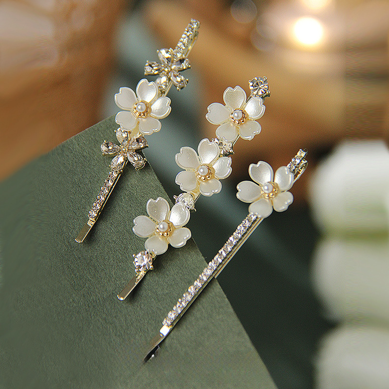 Fairy Gentle Flower Hairpin Fairy Pearl Hairpin Exquisite Bangs Clip One-word Clip Broken Hair Side Clip Hair Accessories_voghion.com