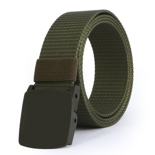 Men's and women's outdoor casual polyester canvas belt plastic rubber buckle fashion belt quick-drying military training tactical belt