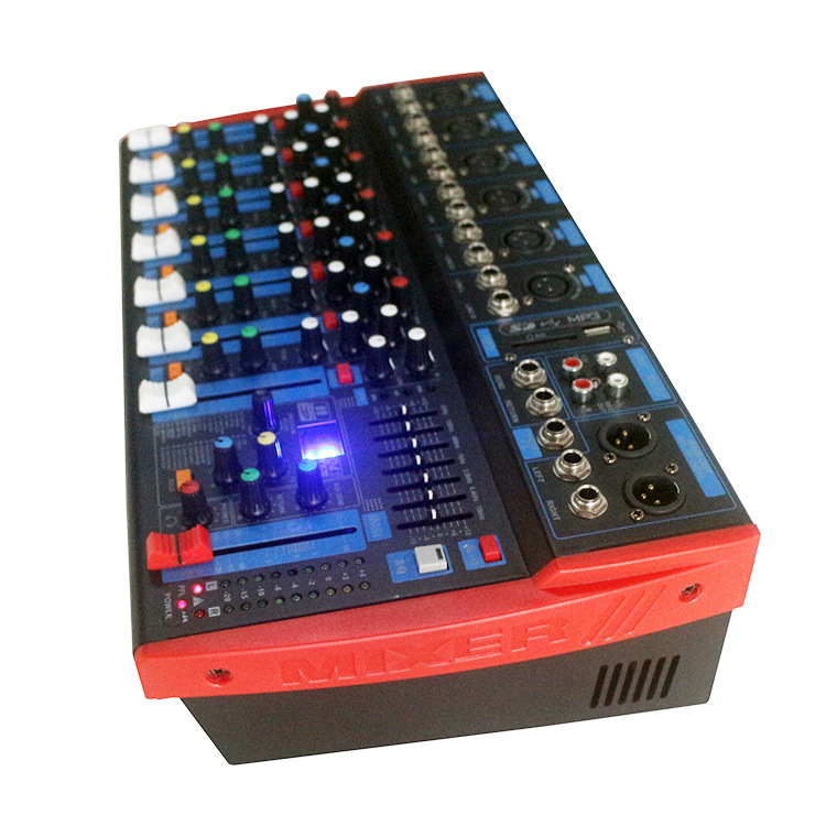 파워 앰프가있는 IR802D 8-way 믹서