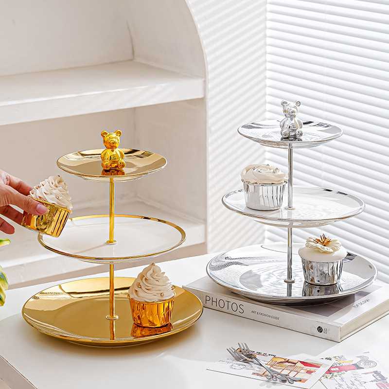 Plato de fruta de múltiples capas sala de estar mesa de café hogar plato de dulces Pantalla de recepción plato de aperitivos salón de belleza postre plato de fruta Decoración