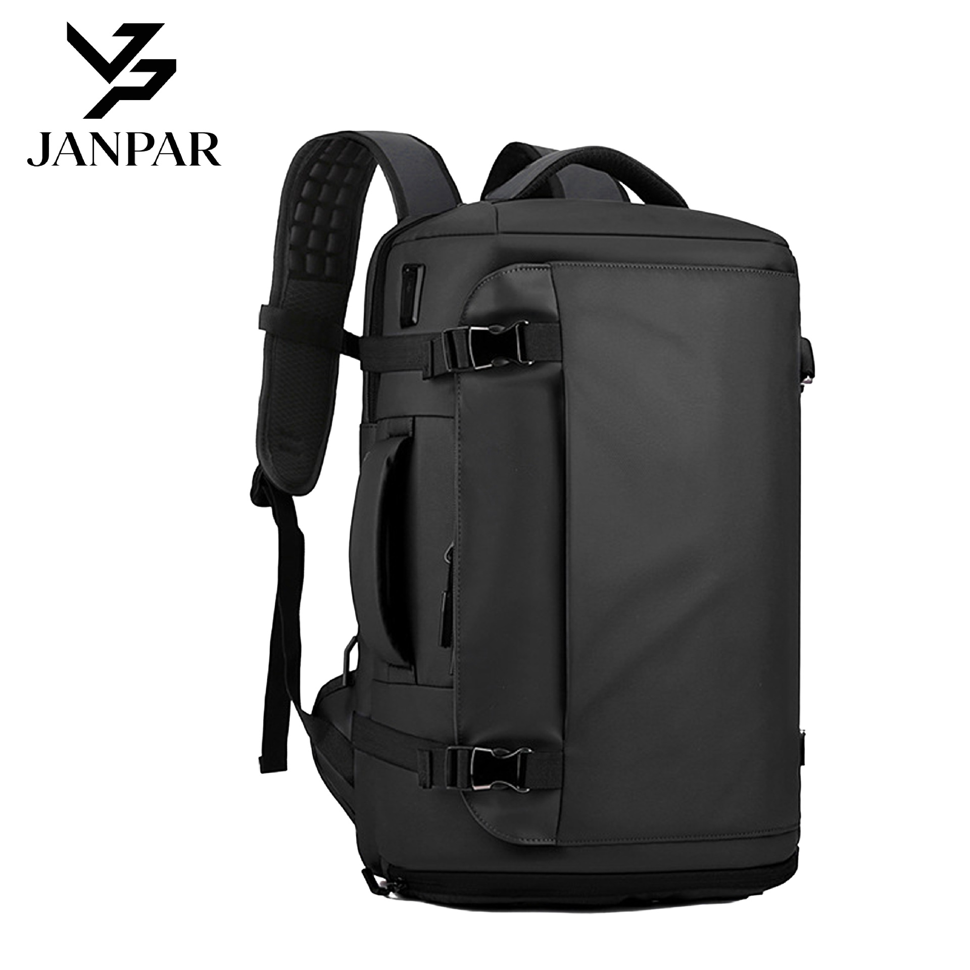 Bolso abierto transfronterizo mochila simple al aire libre transpirable reducción de carga doble hombro bolso de hombre de gran capacidad almacén de zapatos independiente USB