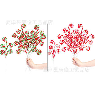 Cross-border Christmas decorations plush balls Christmas candy balls Christmas candy plush lollipops Christmas tree cuttings