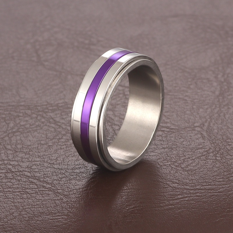Titanium Steel Material Vacation Classic Style Color Block Titanium Steel Plating Men's Rings Men Band Rings