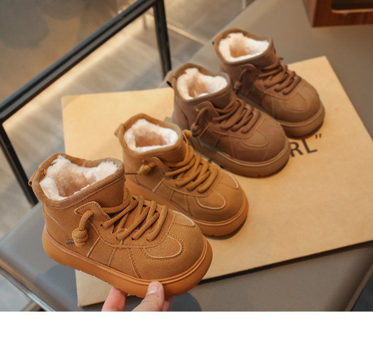Girls' Snow Boots 2025 Winter New Children's Cotton Shoes Kapibara Big Toe Fleece Lined Thickened Parent-Child Loafers_voghion.com