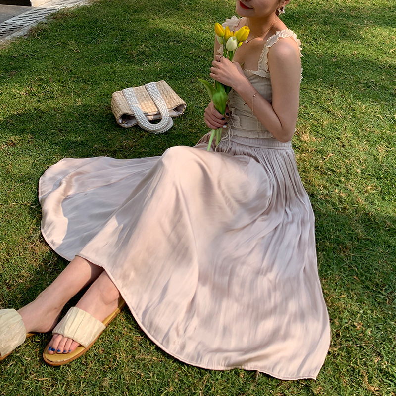 2026 New Summer Style Skirt, Elastic High-Waisted, Glossy and Silky Long Skirt, Slimming and Drapey A-Line Skirt 2026 New Summer Style Skirt, Elastic High-Waisted, Glossy and Silky Long Skirt, Slimming and Drapey A-Line Skirt
