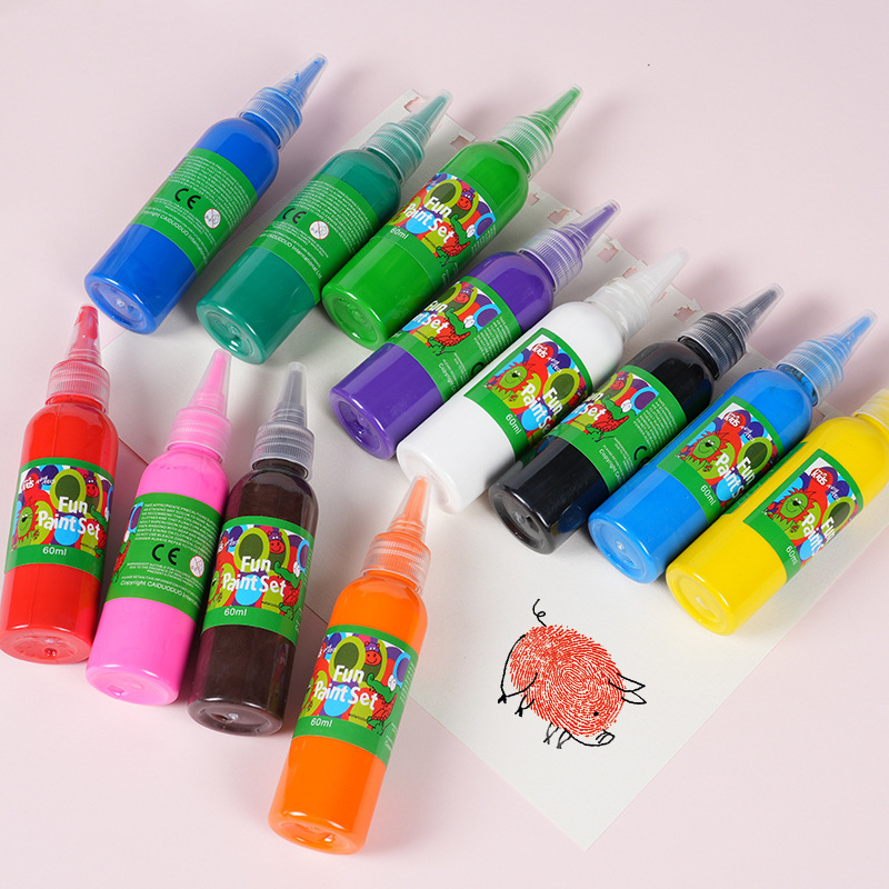 Safe and environmentally friendly washable children's hand-painted art 12-color watercolor paint 60ml children's DIY graffiti finger painting