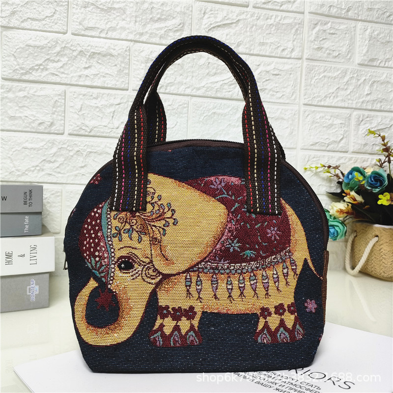 2024 nuevo color de doble cara de dibujos animados de punto bolsa de lona textura de comercio exterior mamá bolsa de compras monedero móvil