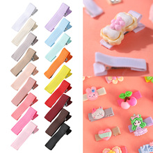 3.5CM韩国儿童半包贴布双叉发夹DIY手工配件 地摊2元店饰品货源