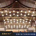新中式LED吊灯客厅灯书房卧室LED灯饰餐厅长方形吸顶玻璃灯铁艺灯