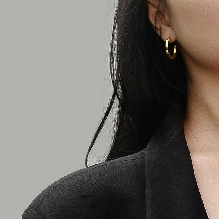 Wholesale Jewelry C-Shaped Stainless Steel Opening Earrings Colorza_colorza_2