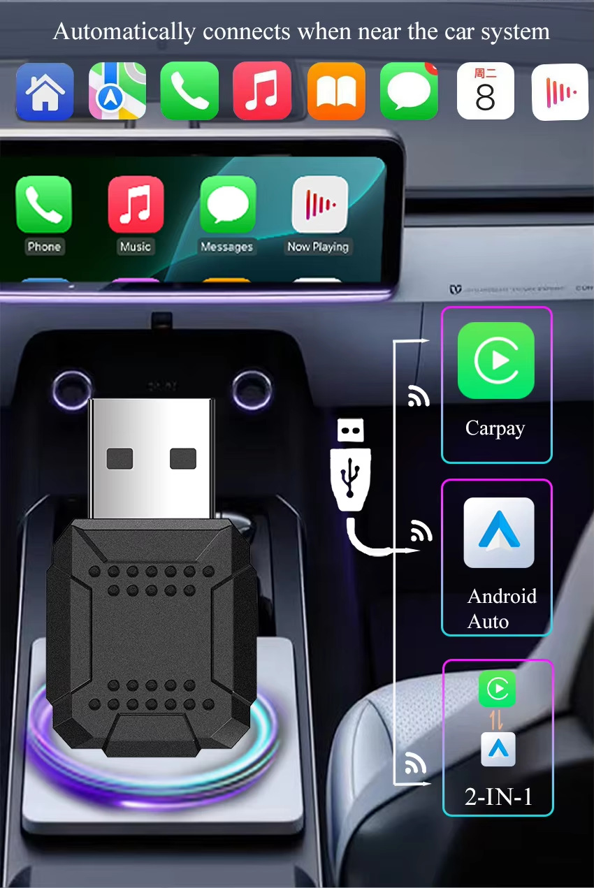 Cross-Border Hot-Selling Compact Wired-To-Wireless Carplay Box for Original Car Systems, Apple Car Interconnect Box