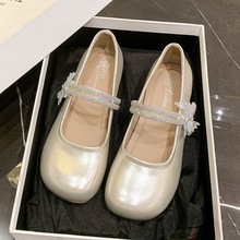 法式水钻蝴蝶结玛丽珍单鞋女2025年秋季新款一字带温柔配裙子女鞋