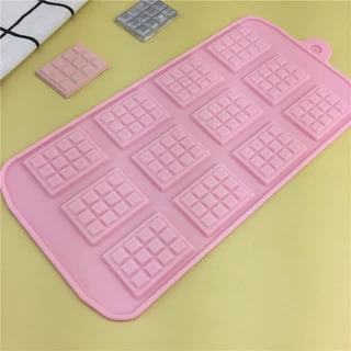粉色12格华夫饼饼干模巧克力硅胶模具翻糖蛋糕装饰工具烘焙DIY模