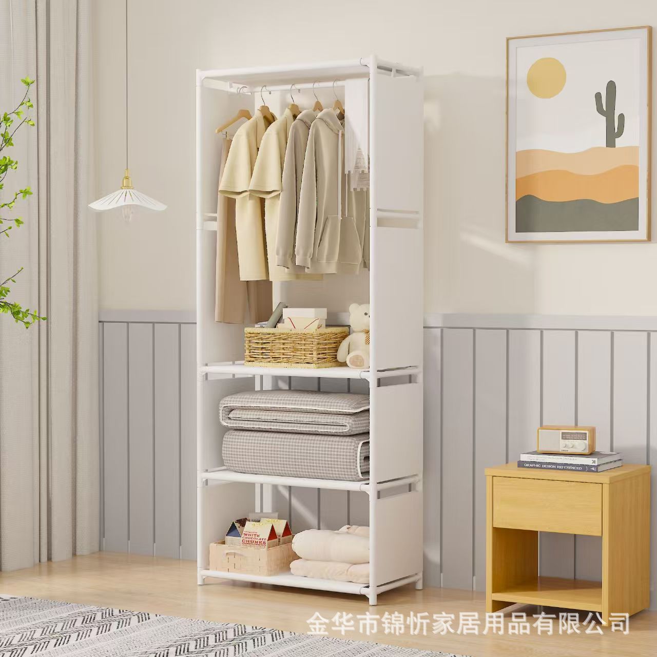 armario simple casero dormitorio piso a prueba de polvo armario de ropa de alquiler almacenaje tubo de acero grueso montaje armario simple