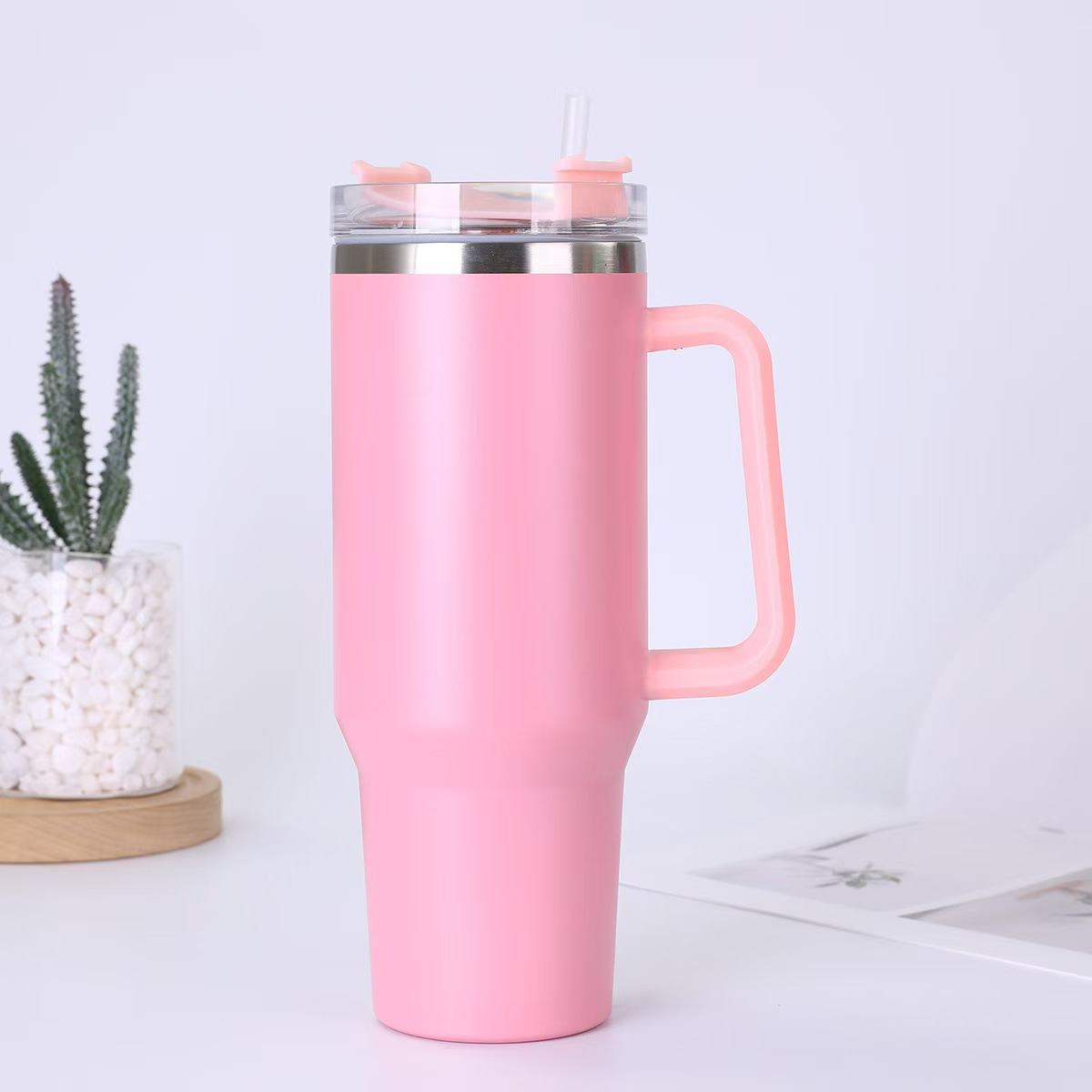 Gran capacidad 40oz mango taza helado taza 304 Acero inoxidable vacío aislado taza coche paja cerveza al por mayor