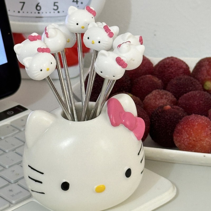 KT フルーツフォーク かわいいフルーツフォーク ステンレス鋼 フルーツピック 収納瓶 子供用 安全 家庭用|undefined