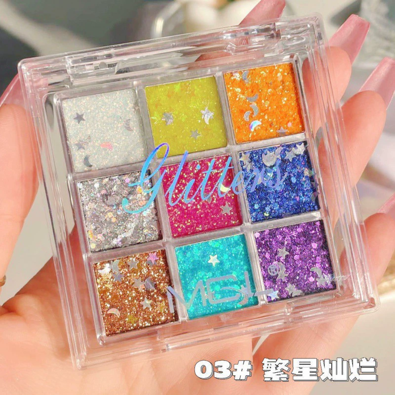 Детский сценический макияж nine‑color цветной тени макияжа специальное sequins мелкие блестки набор теней для век дорожное выступление