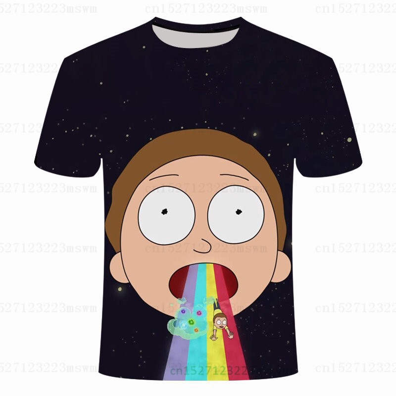Cross-Border 3D Digital Printing T-Shirt American Drama Anime Rick and Morty Anime Printing Fashion Casual Short-Sleeved T-Shirt