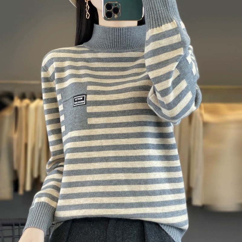 Knitted sweater, high collar, oversize