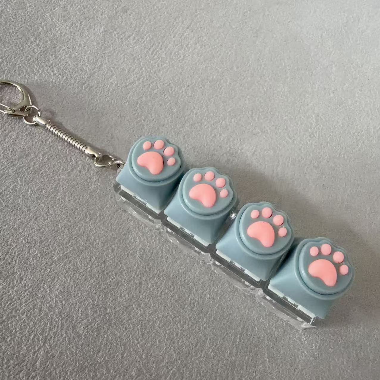Four-button transparent case - silicone grey cat paw