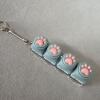Four-button transparent case - silicone grey cat paw