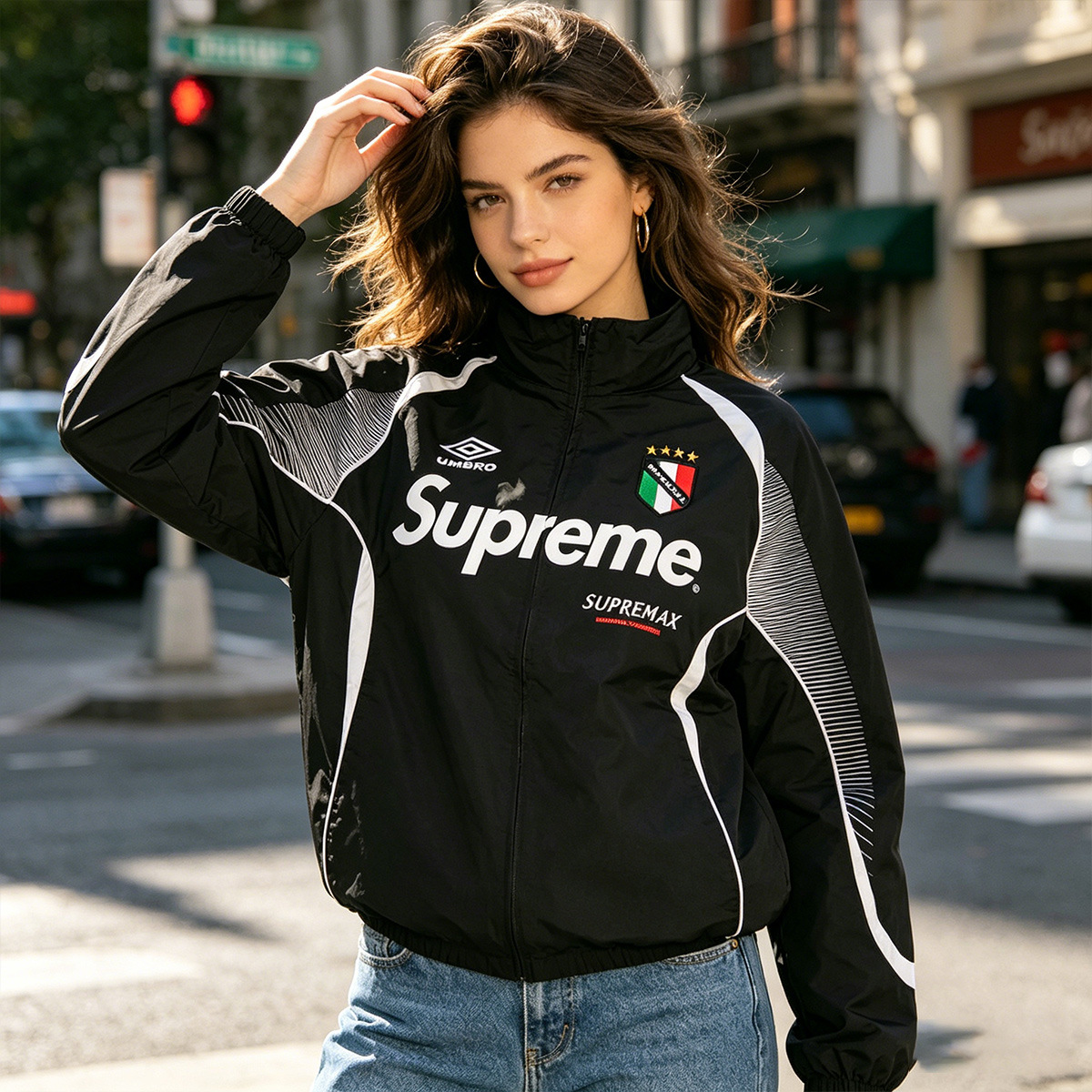 Cross-Border Trendy Brand Heavyweight Sports Jacket, Unisex Style with Letter Print, Color-Blocking, Loose Casual Stand-Collar Jacket