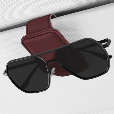 Nappa Leather Car Sunglasses Clip, Car Glasses Clip/Bill Clip - 3082-red-glasses-clip
