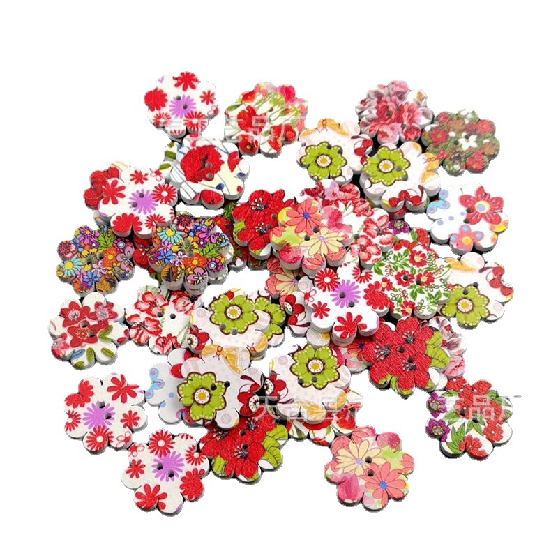 2cm ocho flores de ciruelo botones de madera corona botones de madera de ciruelo 100 piezas/paquete