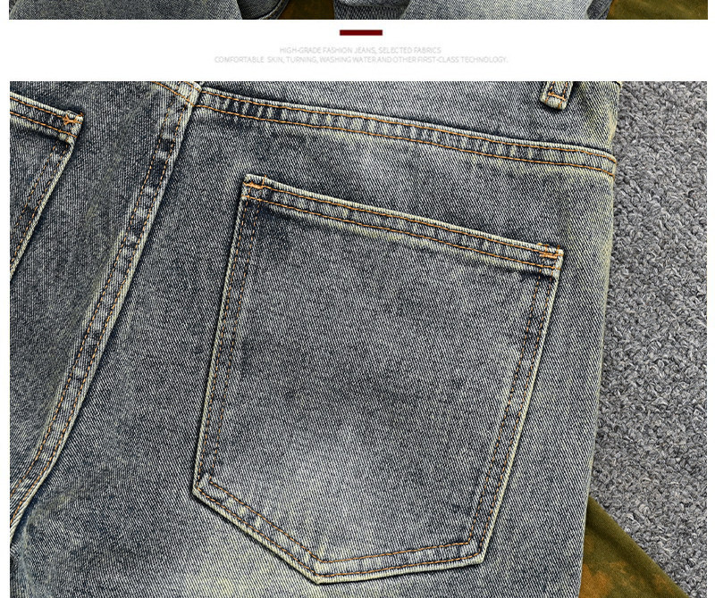Men's Retro Straight Leg Distressed Jeans Loose Long Trousers Trendy American Youth Disco Squared Versatile_mkmklike.com