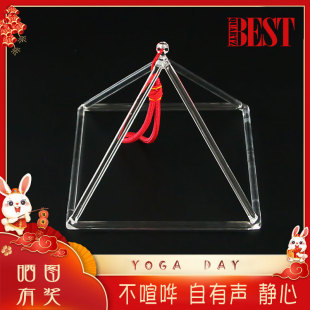 Crystal Pyramid Transparent/Impermeable/Colorful Yoga Meditation Sound Therapy Meditation Stress Relief Music Tripod Healing