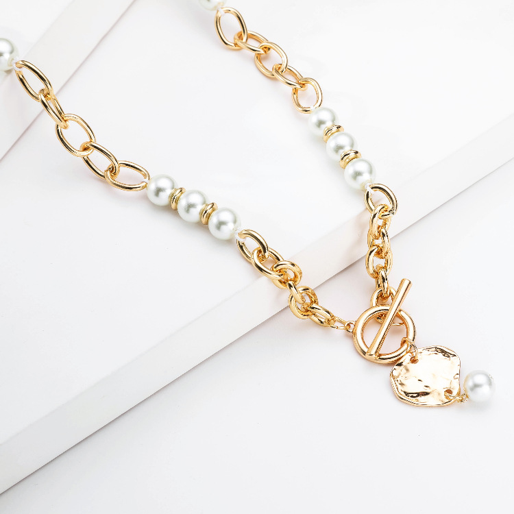 Simple Pearl Chain Ot Buckle Necklace display picture 7