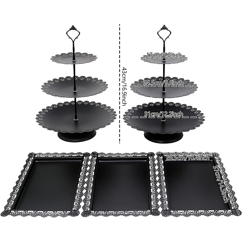 Soporte de postre soporte de exhibición decoración pastel postre pastelería bandeja comida fría resto soporte de mesa tarde té merienda stand image 6