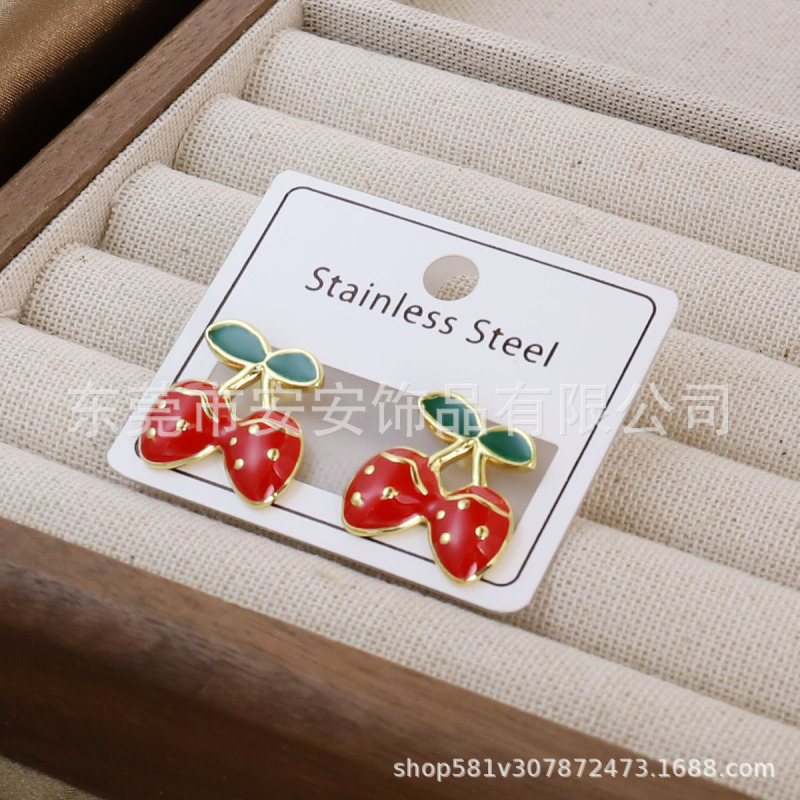 跨境新款时尚不锈钢滴油耳环女蝴蝶海星轻奢高级感百搭耳饰批发厂|undefined